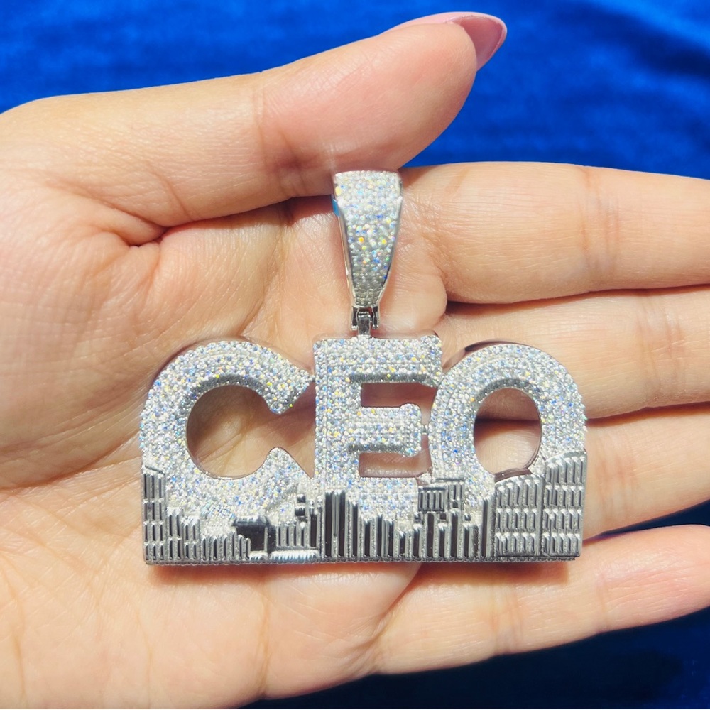 925 Sterling Silver CEO 3.78 CTW VS D Color Moissanite Diamond Pendant